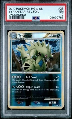 TYRANITAR 26/95 PSA 7 HG & SS UNLEASHED REVERSE HOLO POKEMON CARD ENGLISH - Image 1 of 2
