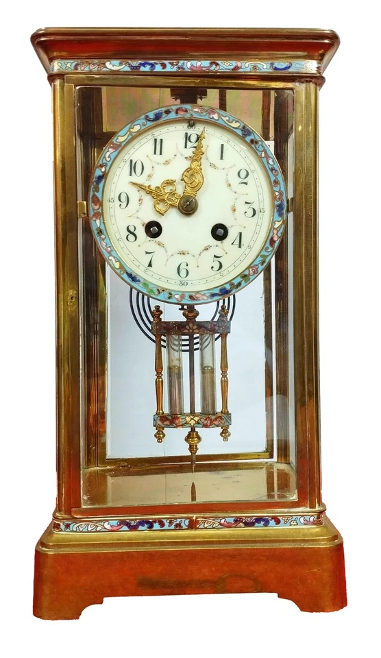 HORLOGE A PENDULE AU MERCURE. BRONZE ET ÉMAIL CLOISONNÉ. JAPY FRÈRES.FRANCE XIX - Photo 1/1