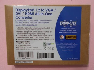 Tripp-Lite Display Port 1.2 to VGA/DVI/HDMI All-in-One Converter P136-06N-HDV-4K - Picture 1 of 2