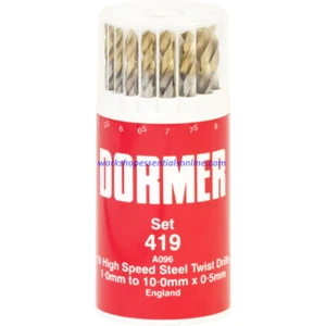 Dormer 'A096' HSS TiN Coated Metric Jobber Drill Bit Set No.'419' 19Pcs DDK19 - Picture 1 of 1