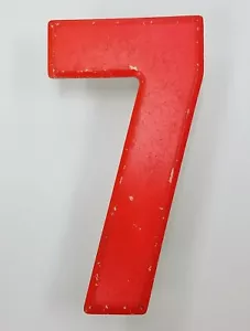 7.5" Commander Board Number 7 Sign Board Metal Orange Rustic Beveled Edge Patina - Picture 1 of 4