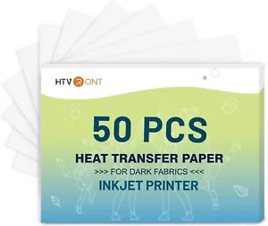 Paquete de 50 papeles de transferencia de calor para camisetas oscuras 8,5x11" hierro sobre papel de transferencia - Imagen 1 de 11