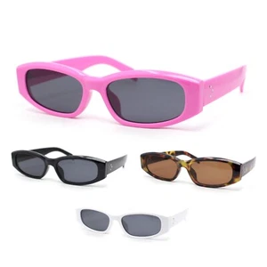 Gafas de sol retro de plástico rectangular estrecho mod para mujer - Imagen 1 de 17