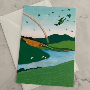 St. Patrick’s Day Greeting Card Rainbow Countryside Good Luck Wishes Ambassador - Picture 1 of 3