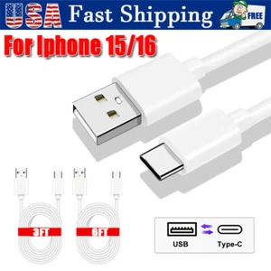 For iPhone 15 16 Pro Max Plus USB-A Cable Fast Charger Type C Charging Dat Cord  - Picture 1 of 12