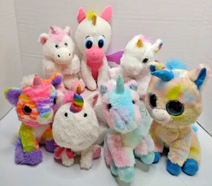 Einhorn 10 & 8 Zoll Plüschtiere Stofftiere Lot 7 TY Ganz Barbie Megatoys - Bild 1 von 21