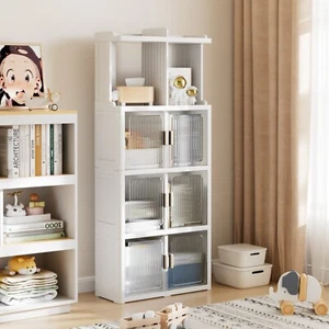 4-Layer Collapsible Storage Bins Stackable Organizer Box Cabinet with 2 shelves - Bild 1 von 18