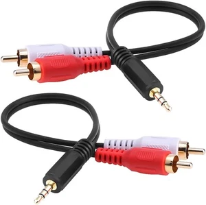 eBoot 3.5mm Audio Cable Male to 2 RCA Male Cable Stereo Audio Y Cable Adapter 6 - Picture 1 of 7