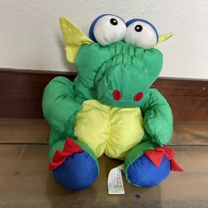 VTG 1989 Prestige Corp.Puffalump Dragon/Dinosaur Nylon Animal Sqeaky Toy Green - Picture 1 of 12