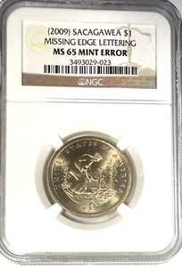 (2009) Sacagawea $1 Missing Edge Lettering NGC MS65 Mint Error - Picture 1 of 2