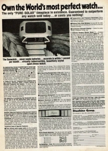 1979 Vintage Print Ad Pure-Solar Sunwatch Own the World's most perfect watch - Picture 1 of 2