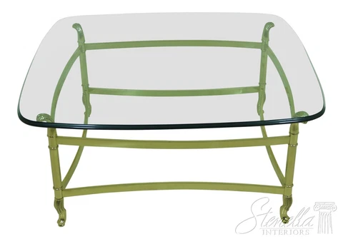 52967EC: LABARGE Brass Base Glass Top Coffee Cocktail Table Cover