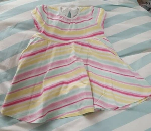 F&F White Multi Candy Striped Short Sleeved Dress 12/18 Months combine postage - Picture 1 of 7