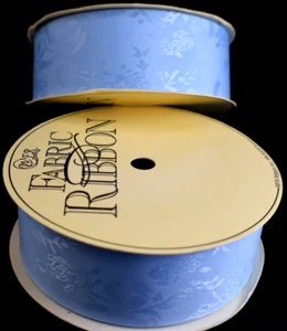 Vintage WFR Fabric Ribbon Amanda Blue Floral Design #9 6555 20 Yard Roll 1 3/8 - Picture 1 of 6