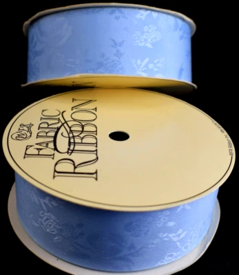 Vintage WFR Fabric Ribbon Amanda Blue Floral Design #9 6555 20 Yard Roll 1 3/8 - Image 1 of 4