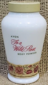 Vintage 4” Collectible Bottle AVON To A Wild Rose Body Powder Milk Glass Jar Lid - Picture 1 of 6