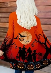Women 14 XL Fire Red Orange Halloween Jacket Thin Cardigan Layering Overpiece - Picture 1 of 4