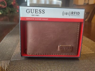 Guess - Men's Wallet RFID Blocking Holder Leather Passcase, Tan - Image 1 of 4