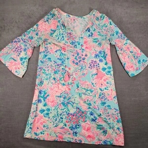 Lilly Pulitzer geblümte Tunika Oberteil Glockenärmel Bindeband Medium - Bild 1 von 16