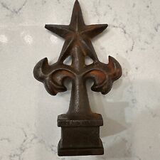 Ornate Cast Iron Fence Finial Texas Star Aged Look - Rusty Patina See pics!