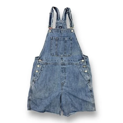 Gap For Good Overalls Women’s Large Slouchy Shortalls Faded Blue Denim Cotton - Image 1 of 4