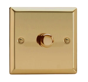 Brass Dimmer Switch Single 1 Gang Push On Off Rotary Knob - Varilight Victorian - Picture 1 of 12