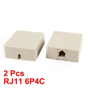 2 x RJ11 6P4C prise femme boîte de raccordement filaire téléphone américain beige - Photo 1/5