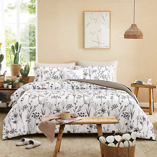Bedsure Queen Comforter Set Green White - Reversible Floral Sage