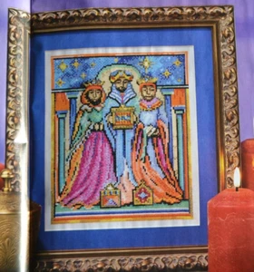 Cross Stitch Chart - Traditional Christmas Nativity Scene Sampler Three Kings - Picture 1 of 1