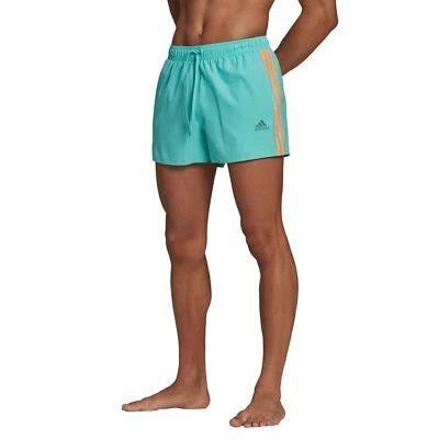 adidas Ess 3 Streifen Board Shorts Herren Badeshorts Badehose Mint Neon Orange - Bild 1 von 3