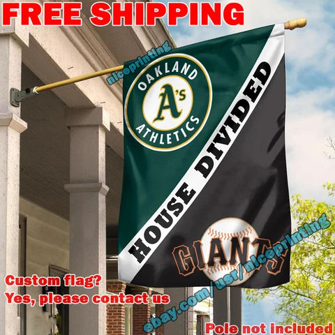 Oakland Athletics vs. San Francisco Giants House Divided Flag Banner 28x40" NLB Cover
