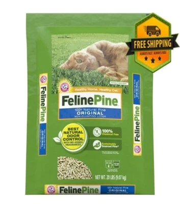 Arena para gatos 100 % natural original de pino felino, 20 libras Foto 1 de 4