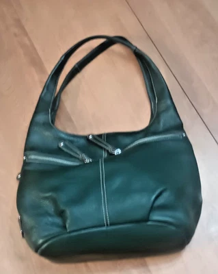 Bolso de hombro Hobo de cuero verde Tignanello con múltiples compartimentos Foto 1 de 4