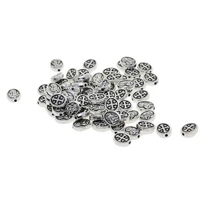 50x Tibetan Alloy Mary Cross Oval Spacer Bead Jewelry - Picture 1 of 7