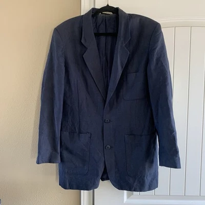 Eddie Bauer Linen Cotton Blend Men Jacket Coat Mens Size 40 Blazer Blue - Image 1 of 4