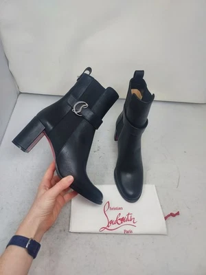 Christian Louboutin EU 40 US 10 WOMENS New CL Black Leather Chelsea Boot - Image 1 of 4