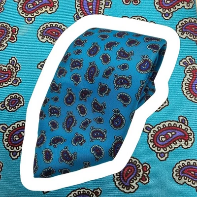 Vintage John Henry Paisley Teal Tie Mens Silk USA 59" - Image 1 of 4