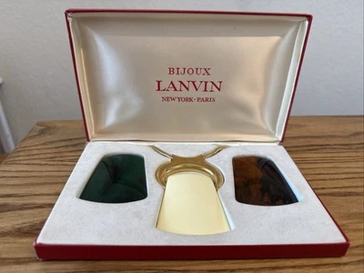 Collar de 3 colgantes intercambiables Lanvin Bijoux Lucite firmado de colección con caja original Foto 1 de 4