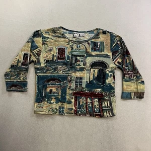 Vintage Take Two Clothing Co Shirt Small Townscape Long Sleeve All Over Print - Picture 1 of 9