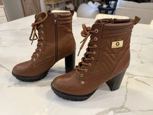 GUESS Manners Platform Heel Lace-Up Boots Women’s Size 9 Medium - Picture 1 of 9