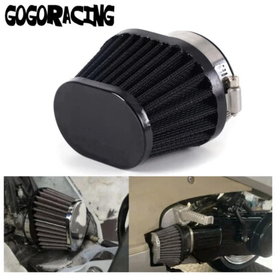 55mm/2.17" Motorcycle Oval Pod Engine Air Filter Cleaner Washable Reusable Black Foto 1 de 4