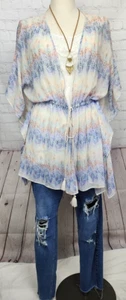 Victoria's Secret Blouse Tunic Robe Boho Sheer Tassel Belt Flutter Sleeves Sz XS - Picture 1 of 24