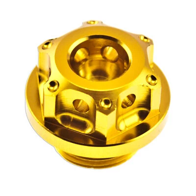 Tapa de llenado de aluminio CNC dorada para Suzuki GSXR 600 750 GP líquido de tapa de aceite de motor Foto 1 de 3