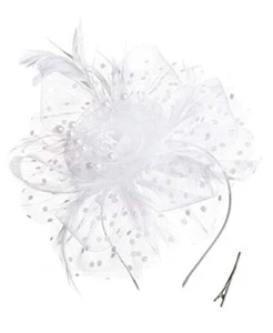Fascinators for Women Tea Party Headband Kentucky Derby Small-3X-Large White - Picture 1 of 7