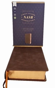NASB Single Column Reference Bible Large Print Zondervan 2020 Gilt (gold) Edges - Imagen 1 de 23