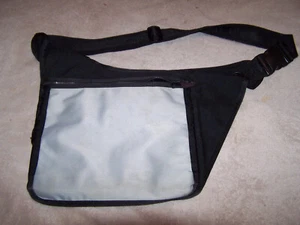 Banana Republic Vintage Nylon Black Gray Reflective Messenger Bag - Picture 1 of 6