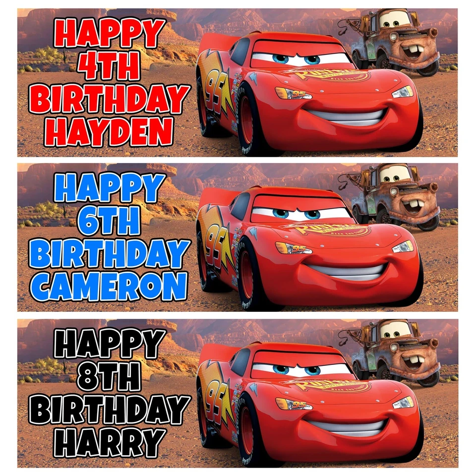 DISNEY CARS Personalised Birthday Banners - Lightning McQueen Birthday Banners - Image 1 of 1