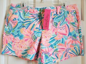 Lilly Pulitzer Women 5" Callahan Knit Short Multicolor Tropical Punch Size10 NWT