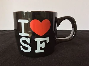 I LOVE SF TAZA DE TÉ CAFÉ SAN FRANCISCO TAZA ROJA NEGRA SOBRE BLANCA LRG 3 3/8" Altura - Imagen 1 de 9