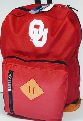 NWT University Oklahoma Sooners NCAA  Backpack OU  Red  White zippered Cover